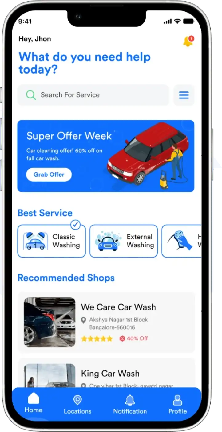 carwash user app feature app